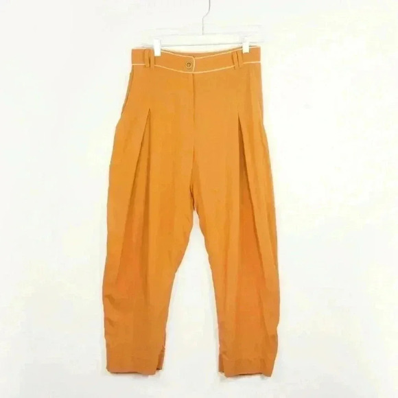 Yiorgos Eleftheriades Greece Luxury Designer High Rise Orange Lightweight Pants - Picture 4 of 7